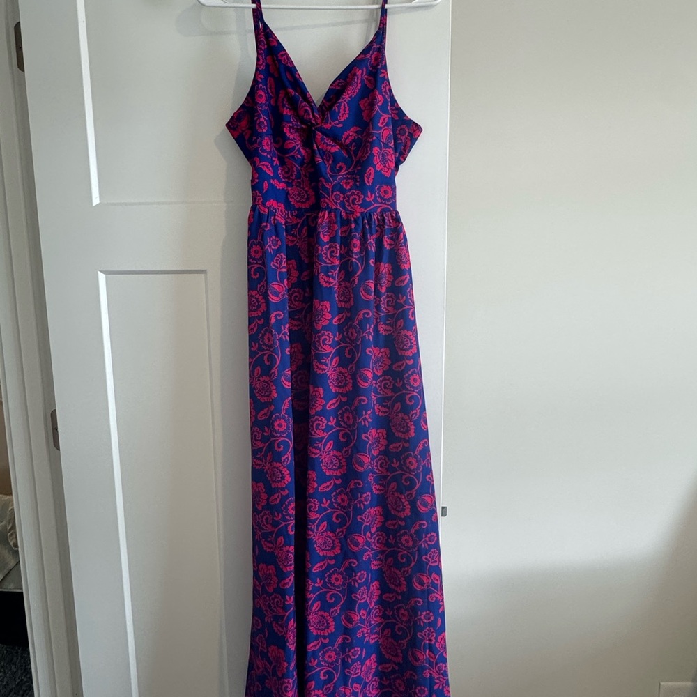 Cupshe Blue & Red Cut-Out Maxi Dress